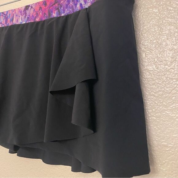 Profile by Gottex swimsuit skirt skort bottom Black Purple Print waist  12 - Picture 3 of 9